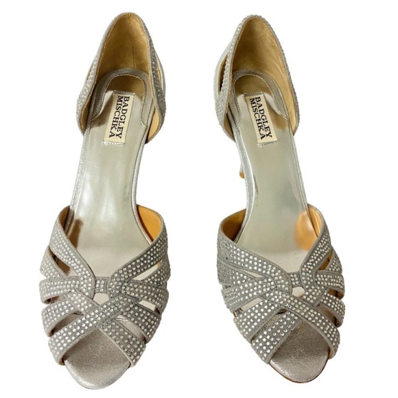 Badgley Mischka Shoes - Badgley Mischka Women's Silver and Gray Heels, Size 9.5